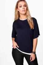 Boohoo Plus Imogen Double Layer T-shirt Navy