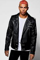 Boohoo Black Faux Leather Regular Fit Biker Jacket
