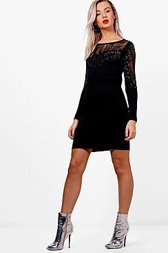 Boohoo Jess Lace Diamante Jumper Dress