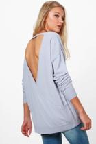 Boohoo Emily Fine Knit Wrap Back Jumper Grey