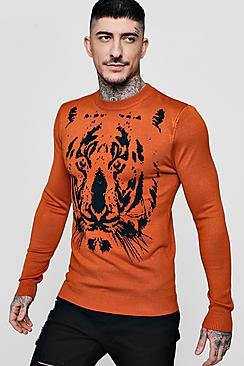 Boohoo Tiger Intarsia Knitted Jumper