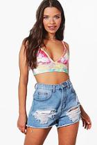 Boohoo Distressed Front Mom Shorts