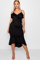 Boohoo Plus Kerry Scuba Frill Peplum Midi Dress