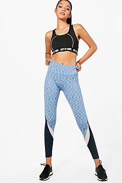 Boohoo Riley Fit Spacedye Panel Running Legging