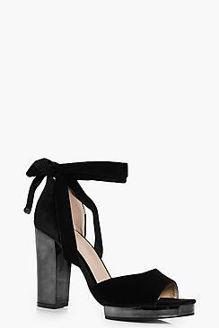Boohoo Tilly Platform Ribbon Peeptoe Heel