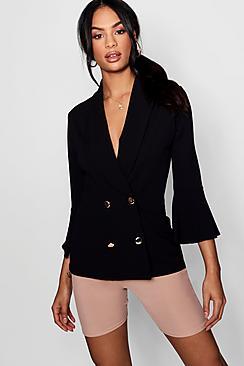 Boohoo Georgina Flared Sleeve Double Breasted Blazer