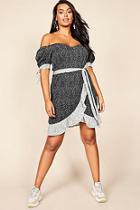 Boohoo Plus Contrast Dalmatian Spot Bardot Mini Dress