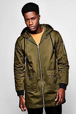 Boohoo Cotton Ma1 Zip Through Hooded Anorak