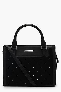 Boohoo Quilted Stud Mini Tote