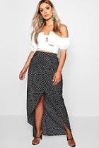 Boohoo Plus Jess Spot Wrap Maxi Skirt