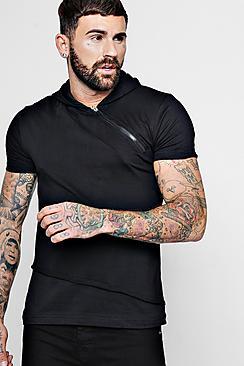 Boohoo Hooded Zip T-shirt