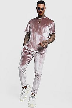 Boohoo Man Signature Velour T-shirt & Jogger Set