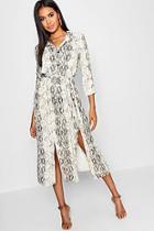 Boohoo Snake Tie Belt Split Detail Midi Dress