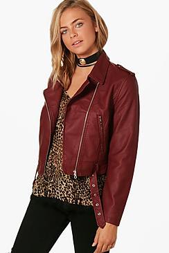 Boohoo Francesca Belted Pu Biker Jacket