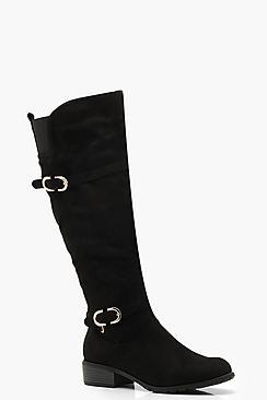 Boohoo Buckle Detail Rider Boots