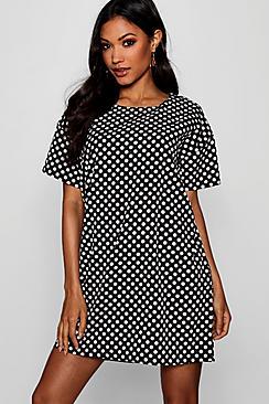 Boohoo Polka Dot Short Sleeved Shift Dress