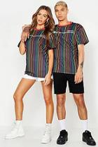 Boohoo Pride Loose Fit Stripe T-shirt With Unity Print