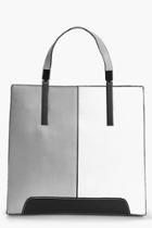 Boohoo Alice Colourblock Front Tote Day Bag Grey