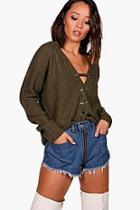 Boohoo Abigail Lace Up Knitted Jumper