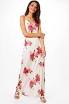 Boohoo Rachel Tie Strap Floral Maxi Dress White