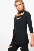 Boohoo Jasmine Double Strap Neck Rib Top Black