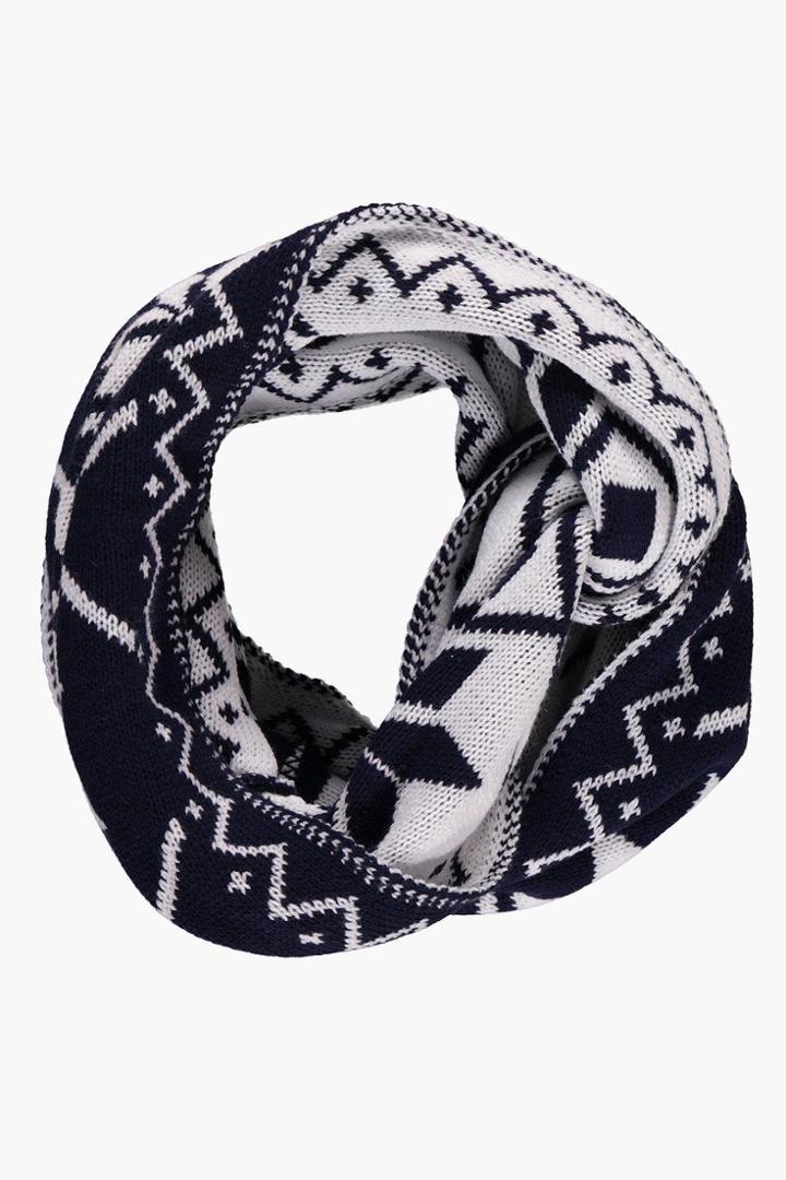 Boohoo Arabella Snowflake Fairisle Reversible Snood Navy