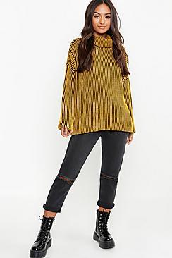 Boohoo Petite Stripe Oversize Jumper