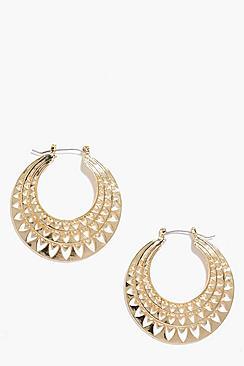 Boohoo Caroline Aztec Cut Out Hoops