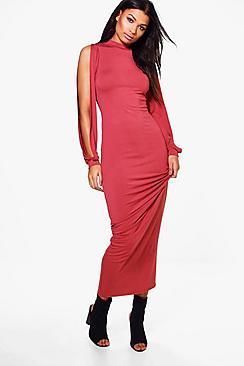 Boohoo Eve High Neck Split Sleeve Maxi Dress