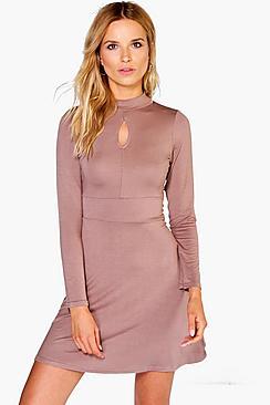 Boohoo Evelyn Cut Out Skater Dress