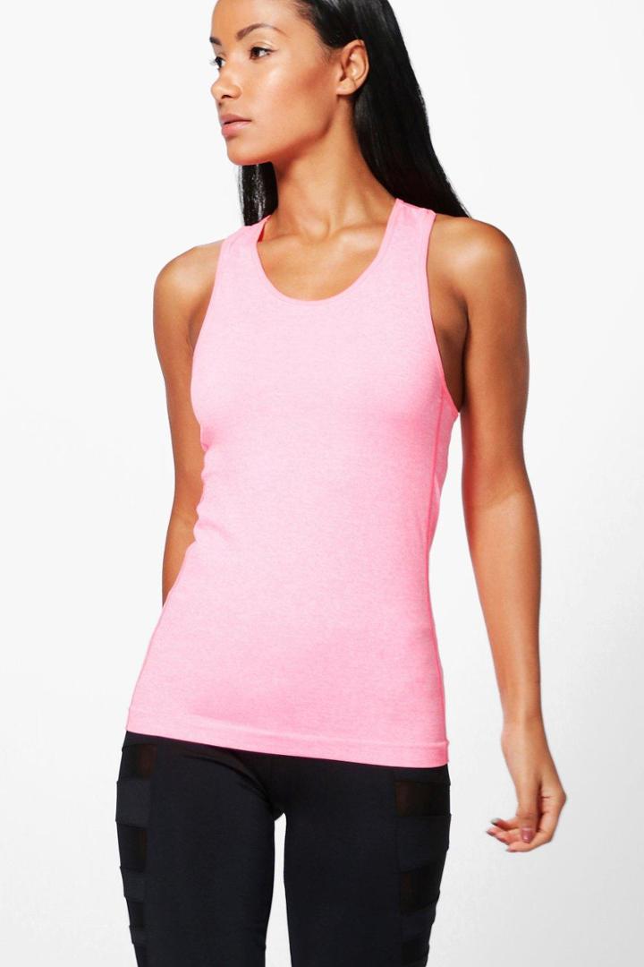 Boohoo Sofia Fit Seamless Racer Back Running Tank Top Pink