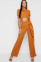 Boohoo Tie Front Trouser + T-shirt Stripe Co-ord