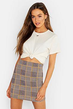 Boohoo Crepe Check Mini Skirt