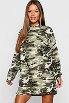 Boohoo Petite Camo Hooded Dress