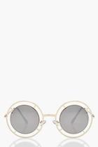 Boohoo Sophie Cut Out Frame Round Sunglasses