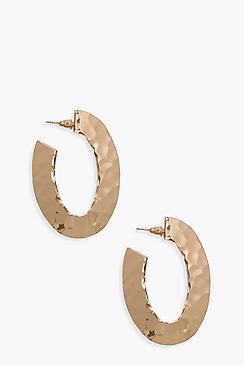 Boohoo Textured Oval Hoop Earrings