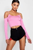 Boohoo Ring Detail Cold Shoulder Crop