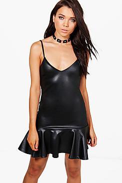 Boohoo Petite Hattie Drop Hem Strappy Dress