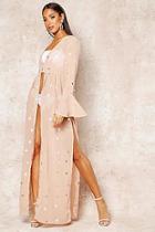 Boohoo Foil Star Print Bell Sleeve Maxi Cover Up