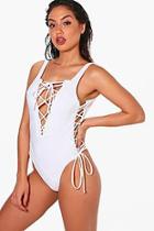 Boohoo Maddison Extreme Lace Up Swimsuit