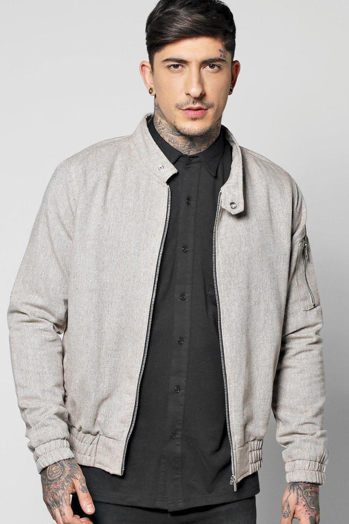 Boohoo Textured Herrington Jacket Taupe