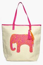 Boohoo Nadia Elephant Straw Beach Bag