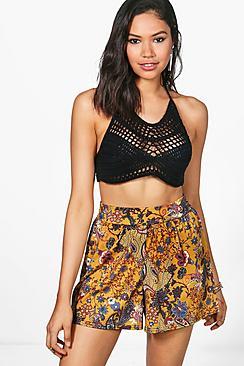 Boohoo Penny Paisley Print Flippy Shorts