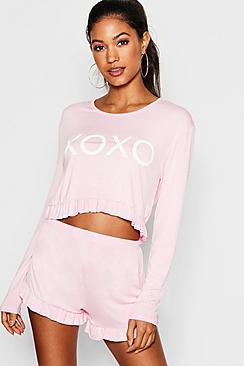 Boohoo Xoxo Frills Pj Short Set