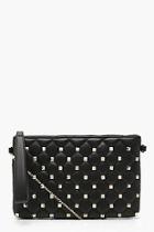 Boohoo Square Stud & Quilt Clutch & Chain