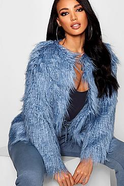 Boohoo Petite Edge To Edge Mongolian Faux Fur Coat