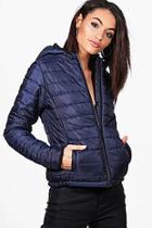 Boohoo Louisa Quilted Hooded Coat