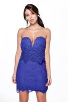 Boohoo Boutique Kyla Double Layer Lace Bodycon Dress Blue