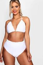 Boohoo Plus Kate Ruffle Detail Triangle High Waist Bikini