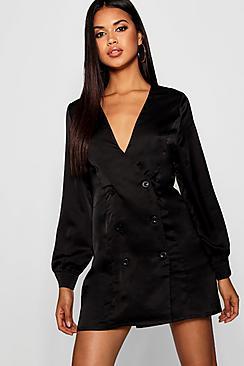 Boohoo Satin Blazer Dress